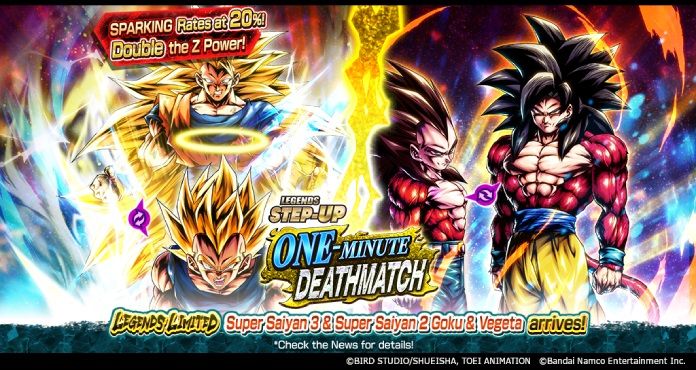 Dragon Ball Legends veröffentlicht LL Super Saiyan 3 & Super-Saiyan 2 Goku & Vegeta! Neu Summon LEGENDS STEP-UP - ONE-MINUTE DEATHMATCH - Jetzt aktiv!